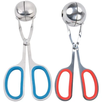 

Meat Baller,2 Pcs Stainless Steel Meat Baller Tongs With Detachable Rubber Grips Cake Meatball Maker Ice Tongs Cookie Dough Sco