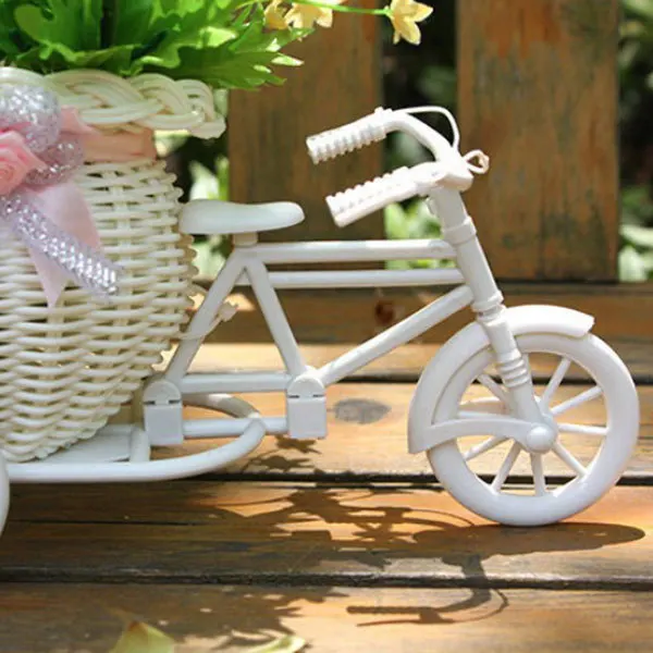 Новинка, декоративная корзина для цветов, новинка, пластиковый белый трехколесный велосипед, дизайнерская Цветочная корзина для хранения, вечерние декоративные горшки
