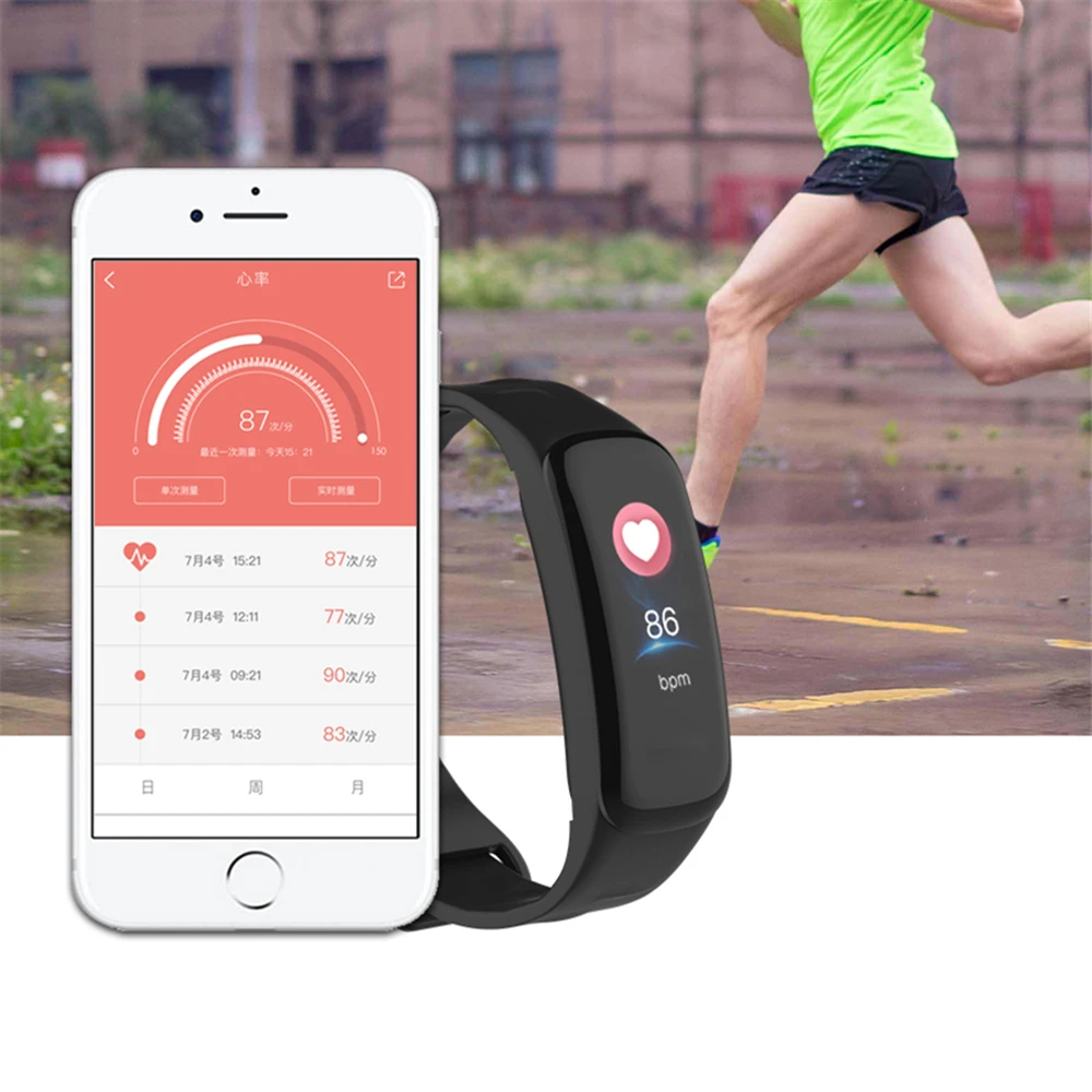 Smart Watch BINSSAW C1 Fitness Bracelet Waterproof Health Monitoring Speed Tracking Sport Bluetooth Color Led Smartwatch + Box