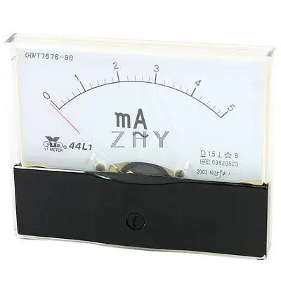 

Fine Turning Dial Panel Ammeter Tester AC 0 - 5mA Measuring Range 44L1