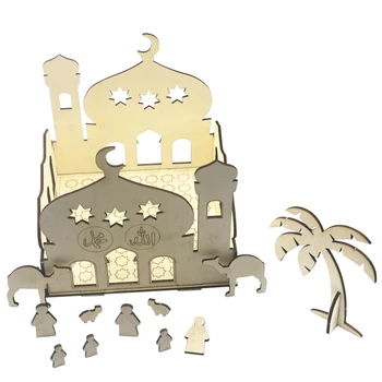 

DIY Wooden Eid Mubarak Ramadan Home Party Ornament Decor Muslim Palace Puzzle Storage Box Gift