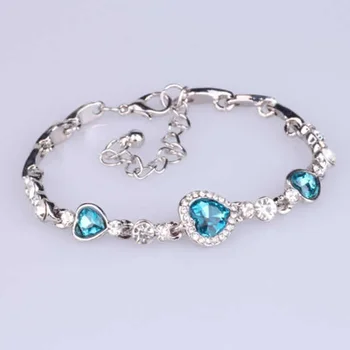 

LODAY Diamond Heart Bracelet Rhinestone Ocean Heart Bracelet Wedding Bridal Bracelet Titanium Steel Party Jewelry