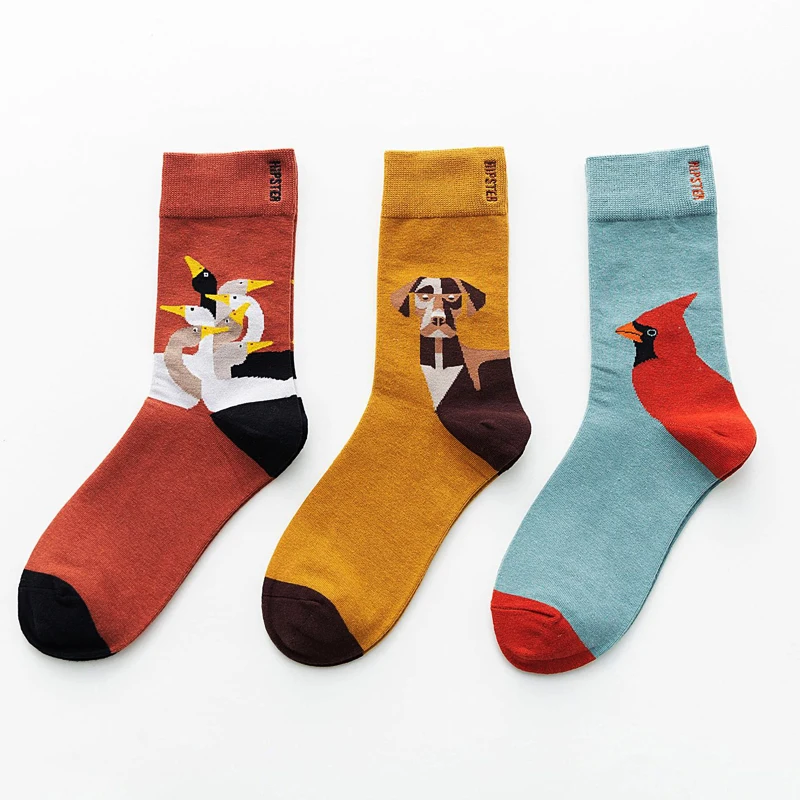 3 пары в партии, хлопковые носки для мужчин и женщин, оригинальные носки Harajuku с рисунком, милые счастливые носки, 35-43 - Color: Group Q