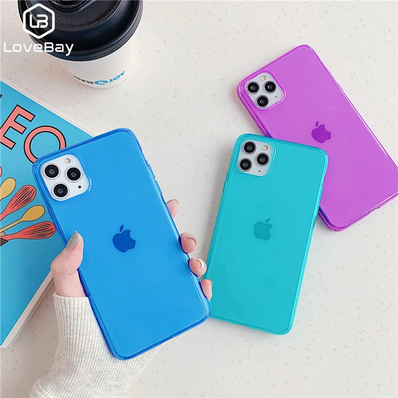 Lovebay флуоресцентный однотонный чехол для телефона iPhone 11 Pro Max XR X XS 7 8 Plus Мягкий IMD