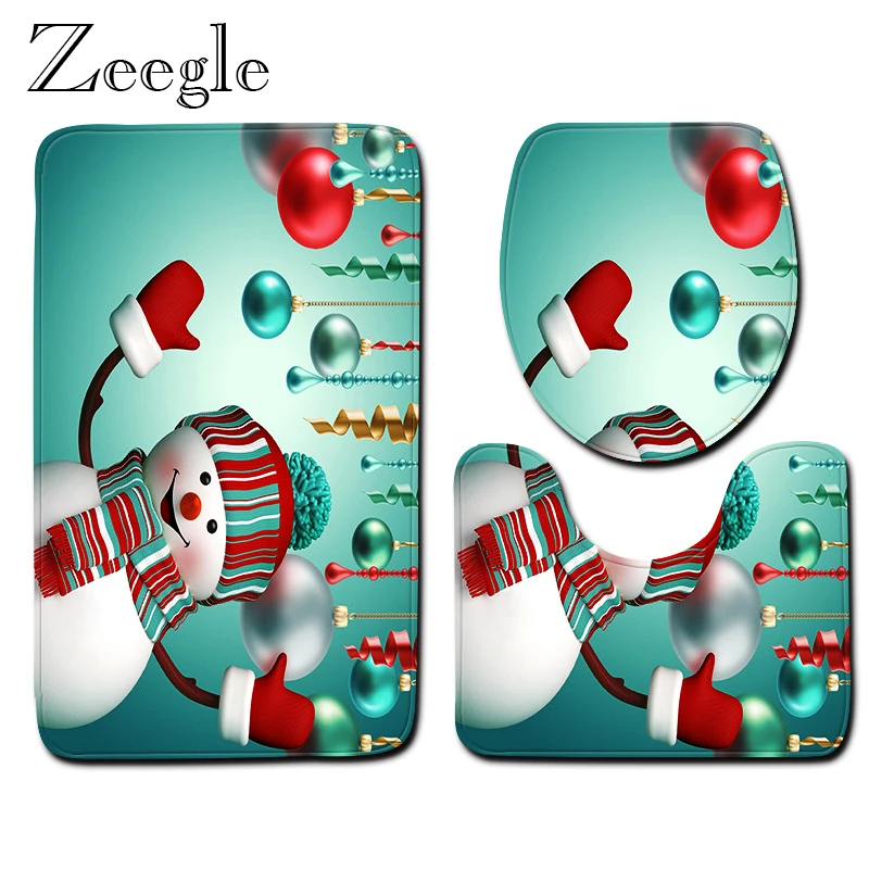 Zeegle 3pcs Bath Mat Set Bathroom Doormat Anti-slip Bathroom Shower Mat Absorbent Toilet Pedestal Rug Soft Toilet Cover Seat Mat