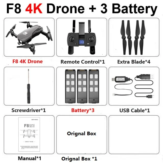 F8 антивибрационный карданный Дрон 4K 5G wifi gps Дроны с камерой HD 1 км Квадрокоптер SD карта Дрон Профессиональный VS SG907 L109 - Цвет: 4K 3B Box
