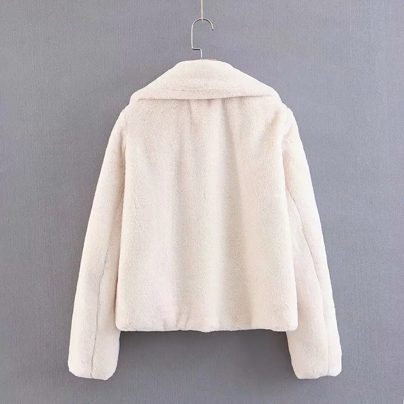 

Autumn And Winter New Style Europe And America WOMEN'S Dress-Style Solid Color Faux Fur Clothing Short Slab Fold-down Collar Jac