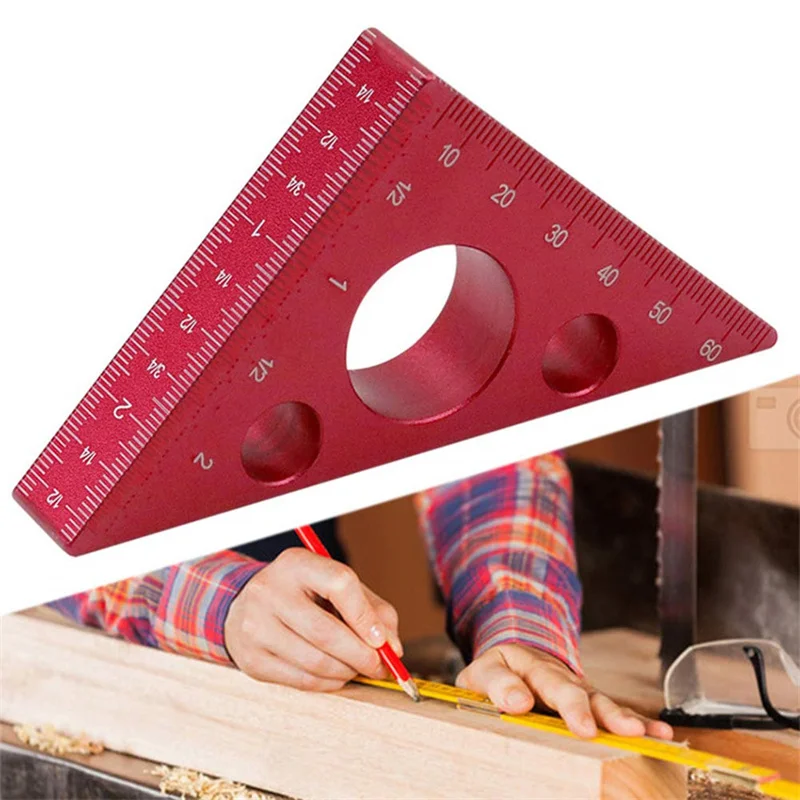 

45 Degree Aluminum Alloy Angle Ruler Inch Metric Right Triangle Ruler Height Gauge Square Ruler For Woodworking Measuring Tools