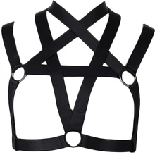 Великолепный пентаграмма ремень крепления к туловищу пастельный, Готический сексуальный женское белье Пояс Edgy клетка Бюстгальтер Панк рейв Регулируемый бондаж бюстгальтер со звездами портупея