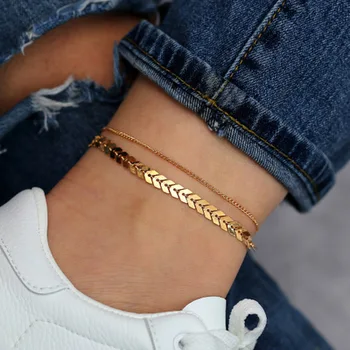 

New Vintage Aircraft Chain Anklet Simple Double Layer Anklet Fashion Jewelry For Women and Girl