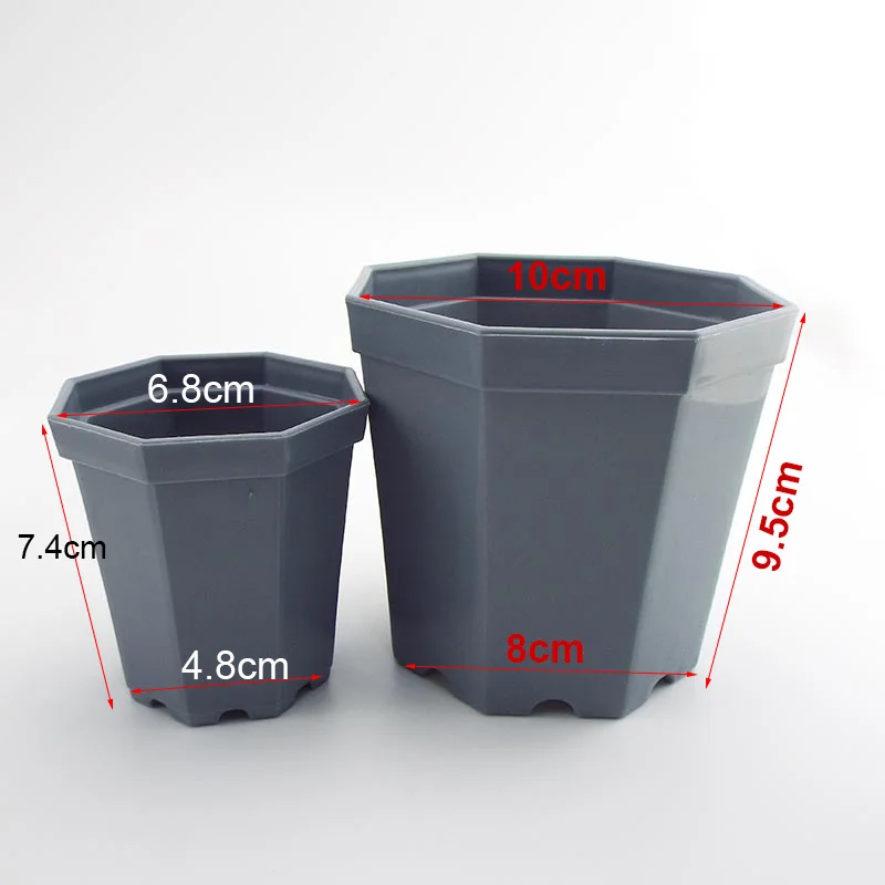 Description Picture 3 of itemPlastic Octagon Flower Pots Plant Nursery Pot Modern Home Window Balcon Office Desk Decoration Succulent Planter Garden Bonsai