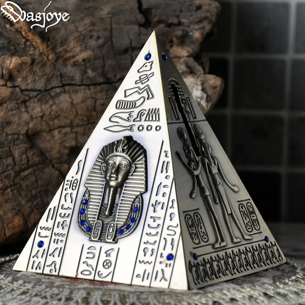 

Pyramid Metal Egyptian Pharaoh Vintage Pyramid Savings Bank Decorative Coin Bank Creative Children Cofrinho Coin Jar ED50MB