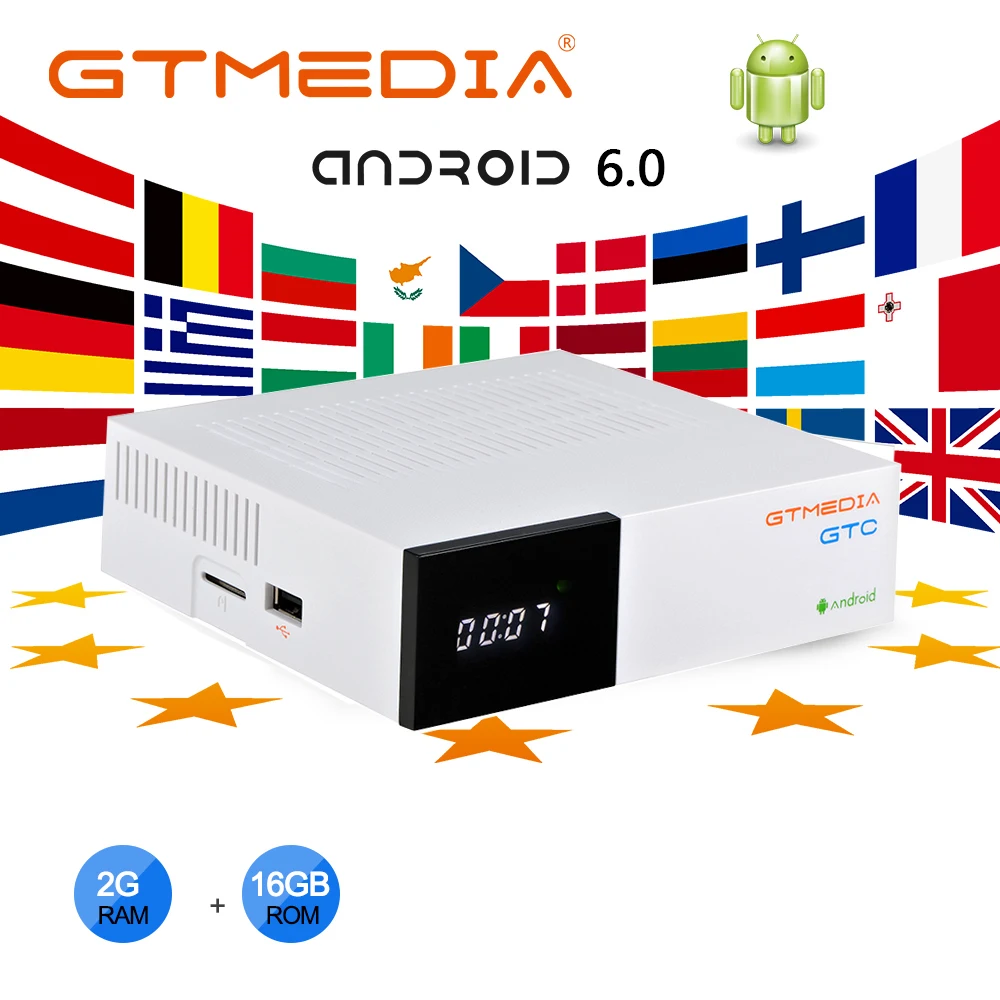 GTMEDIA GTC спутниковый ТВ приемник DVB S2 C T2 android 6 0 TV BOX 2 Гб оперативной памяти 16