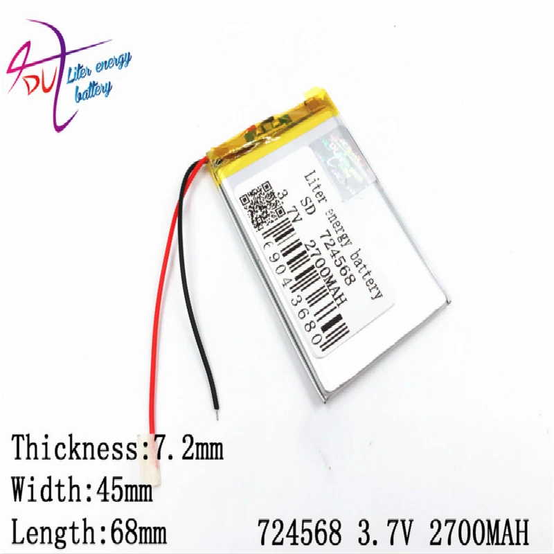 3 7 V 2700mAH 724568 704570 PLIB Полимерный литий ионный/литий ионный аккумулятор для dvr GPS mp3 mp4