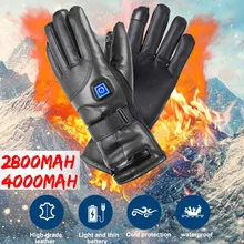 Зимние теплые кожаные перчатки 2800/4000 мА/ч с питанием от USB, водонепроницаемые перчатки с подогревом, лыжные перчатки на батарейках, 1 пара
