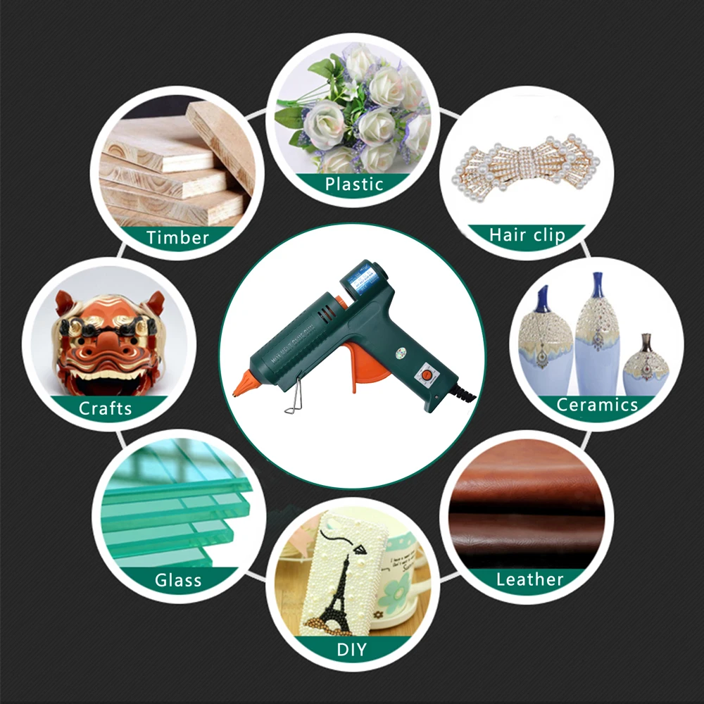 150W Hot Melt Glue Gun Temperature Adjustment, Various match to choose ,Replaceable Nozzle,Use 11mm Glue Stick for Repair Tool 6