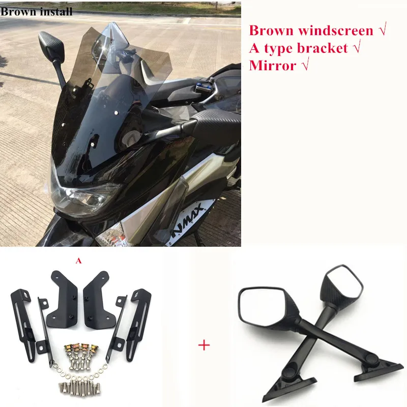 A brown mirror Модифицированный Мотоцикл nmax155 nmax выше 5 см ветровое стекло ветровые дефлекторы для YAMAHA nmax155 nmax 155 16-19 - Цвет: A brown mirror