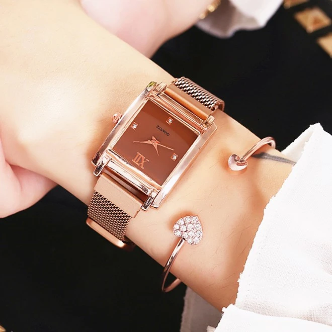 Hot Sale Wanita Square Case Bentuk Roma Balloon Panggil Watch Mewah Wanita Magnet Gesper Tali Kuarsa Jam Tangan Untuk Hadiah Jam Wanita Jam Tangan Aliexpress