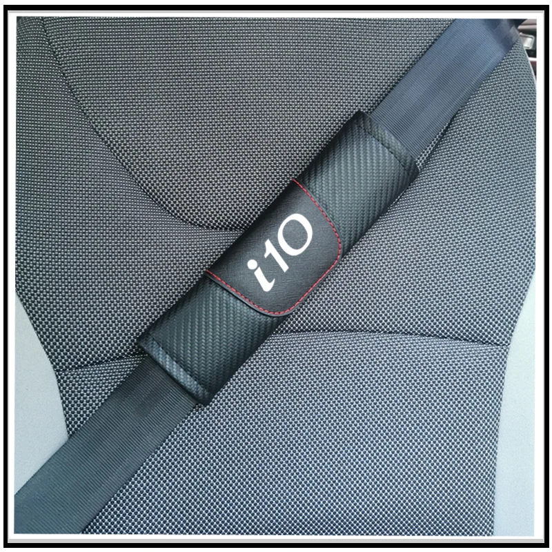 Для hyundai I10 карбоновый кожаный автомобильный ремень безопасности колодки сиденья плечевой ремень накладка для взрослых детей автомобильные аксессуары