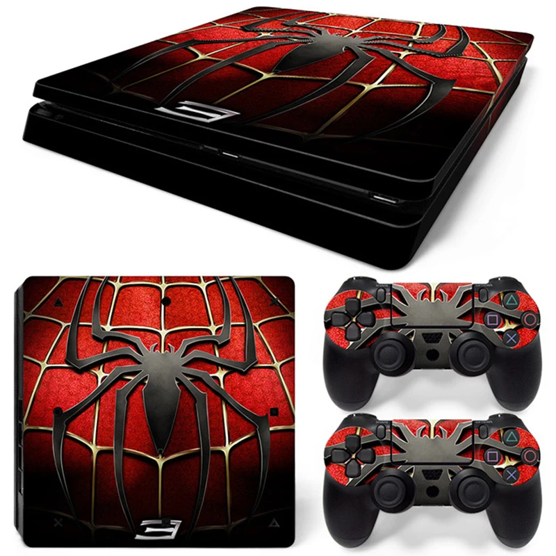 Marvel Spider Man Deadpool Sticker Cover Wrap Protector Skin For Sony PS4 Slim Console & 2PCS Controller Skin Decal For PS4 Slim 