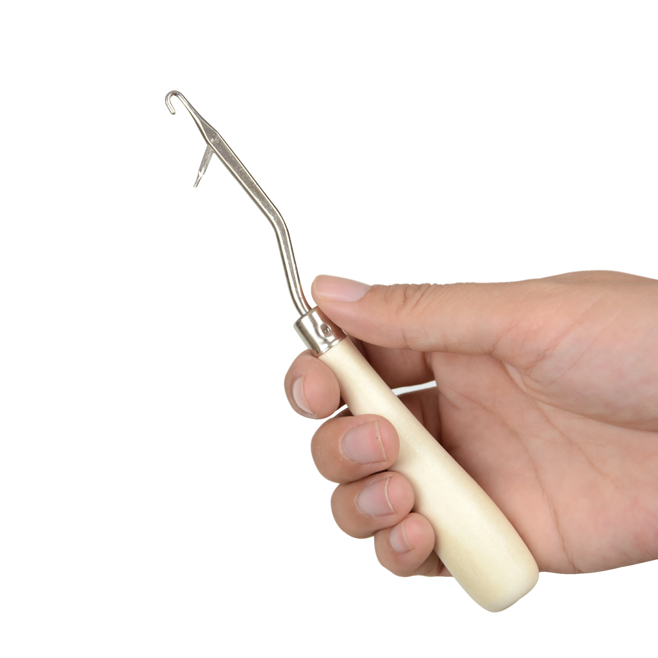 Hair Extensions Tool Wood Handle Latch Hook Needle Hair Weave Needle Wigs Knitting Carpets Making Repair Craft Tools