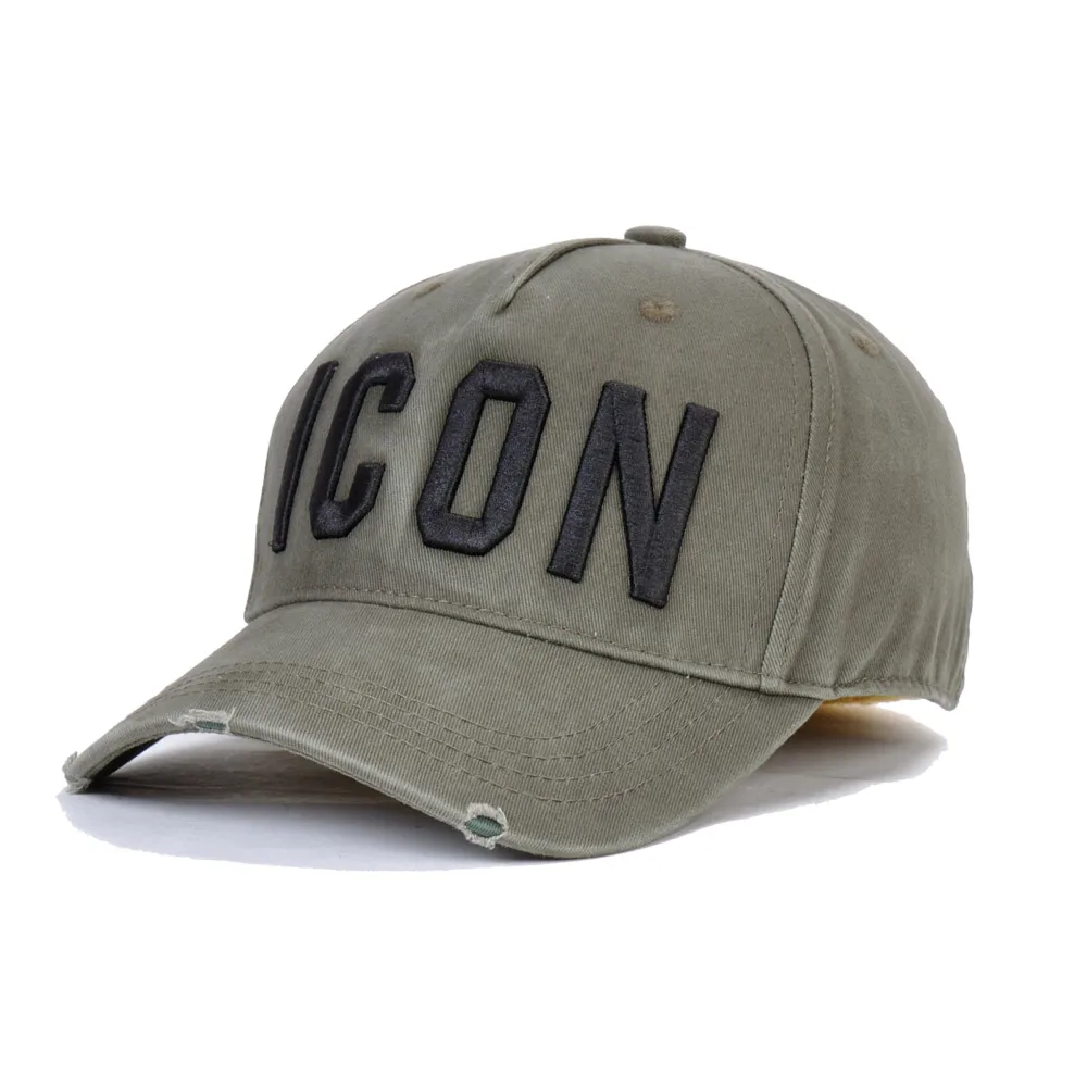 Baseball Hats Black Cap Logo Cap Men ICON DSQ Army-Green Cotton High-Quality Letters