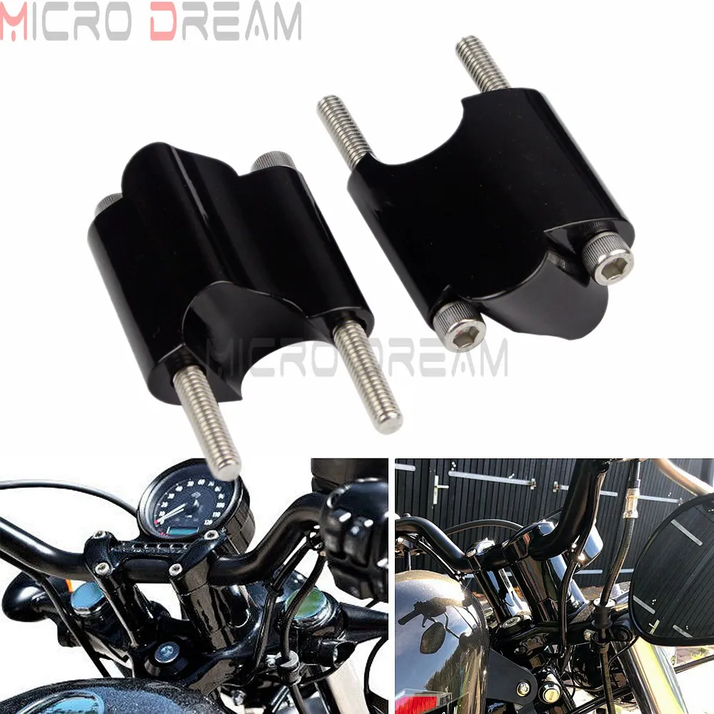 Черный CNC 1 &quotРуль Бар Riser 2&quot рост блок Расширение Комплект для Harley Sportster XL 1200 XL1200X