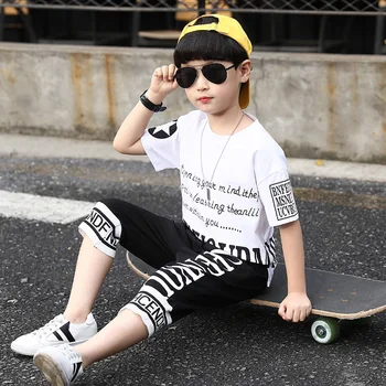

Boys Clothing Sets Sport Suits Teenage Summer Short Sleeve T Shirt & Pants Suit Big Boy Clothes for 4 5 6 7 8 9 10 Years Child