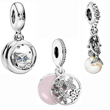 

Couqcy 2020 New Silver Color Cartoon Animals Simple Style Safety Chain DIY Beads Fit Original Brand Charms Bracelet Trinket