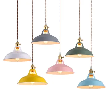 

Nordic Simple Creative E27 Restaurant Bedroom Colour Macarons Pendant Lights High Quality Aluminum Art Decorate Hanging Lamp