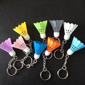 

New 5pcs/lot Mini Simulation PP Shuttlecock Badminton Ball Keychain Key Ring Souvenir Gift 30x37mm Random Color