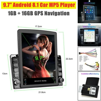 

9.7Inch Vertical Sn Quad Core HD 2.5D Car MP5 Player BT Stereo FM Radio Android 8.1 GPS Navigation