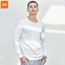 2 цвета Xiaomi Instant Me хлопок мужская футболка с круглым вырезом однотонная с длинным рукавом Нижняя удобная мягкая футболка