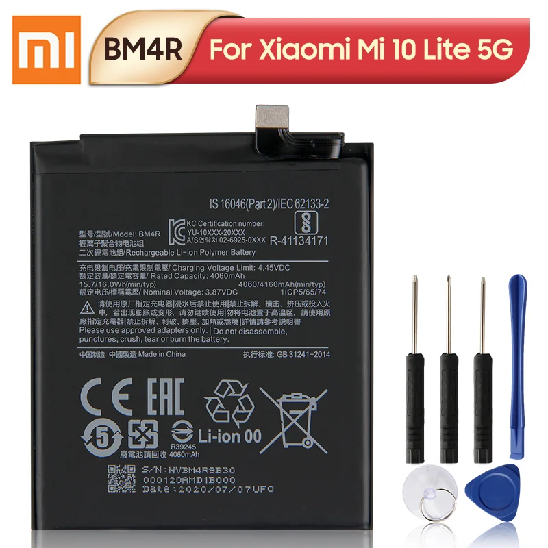

XIAOMI Original Replacement Phone Battery BM4R For Xiaomi Mi 10 Lite 5G 4160mAh