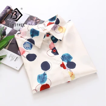 

Summer New Arrival Women Dot Print Chiffon Blouse Long Sleeve Casual White Shirt Women's Chic Tops Feminina Blusa T04515F