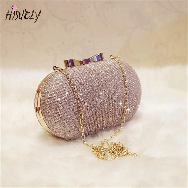 Golden Evening Clutch Bag Women Bags Wedding Shiny Handbags Bridal Metal  Bow Clutches Bag Chain Shoulder Bag purses lipstick bag - AliExpress