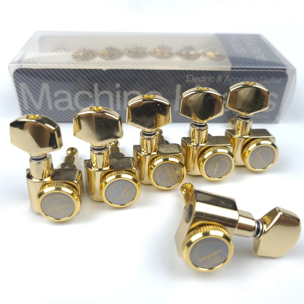 

1 Set 6 In-line No Screw Locking Electric Guitar Machine Heads Tuners Lock String Tuning Pegs Gold Golden