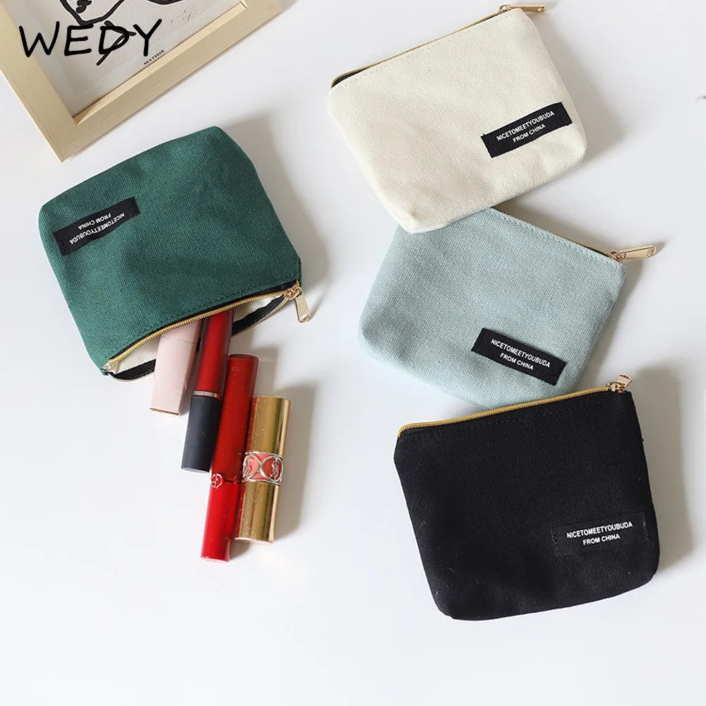 Solid Color Coin Purse Canvas Mini Wallet Korean Style Women Change Small Square Bag Ladies Simple Little | Багаж и сумки