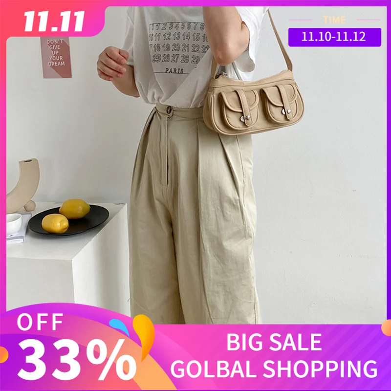 

GOPLUS Retro Vintage Baguette Bag for Women 2020 Canvas PU Designer Female Shoulder Bag Top handle bag Luxury sac a main femme