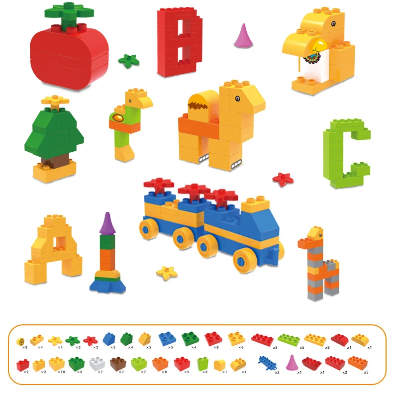 Cena 272 sztuk DIY duży rozmiar Building Blocks kompatybilny LegoINGlys Duploed montaż bloku DIY cegły klocki dla dzieci prezenty