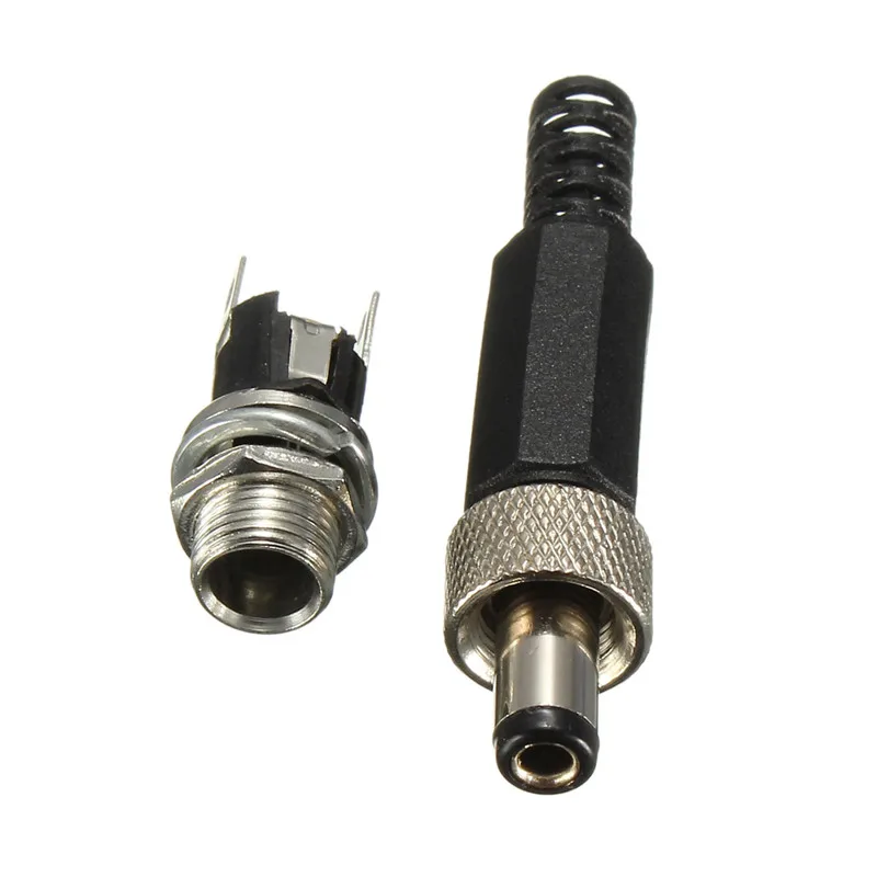 

2.5MM x 5.5MM DC Power Female Male Plug Jack Connector Socket Adapter Screw Locking DC Plug & Metal Panel Mount Socket