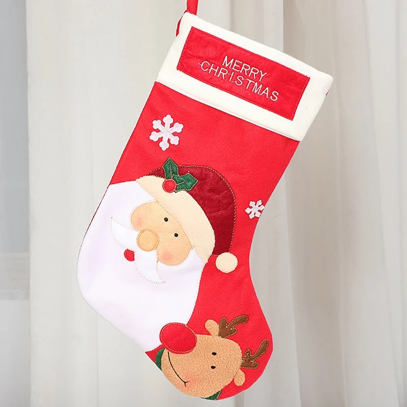 New Christmas Stocking Decoration Gift Bag Santa Claus Elk Snowman Gift Candy Bag Xmas Tree Hanging Ornament
