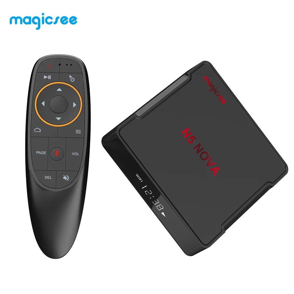 10 шт. Magicsee N5 NOVA Android 9,0 tv Box Rockchip3318 4 Гб ОЗУ+ 64 Гб ПЗУ 2,4 ГГц+ 5 ГГц WiFi BT 4,0 Поддержка 4K 2,4G голосовой пульт дистанционного управления