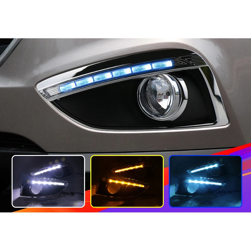 2 шт. автомобильные аксессуары светодиодный DRL Дневной ходовой светильник Дневной светильник с поворотником противотуманная фара для IX35 2010 2011 2012 2013