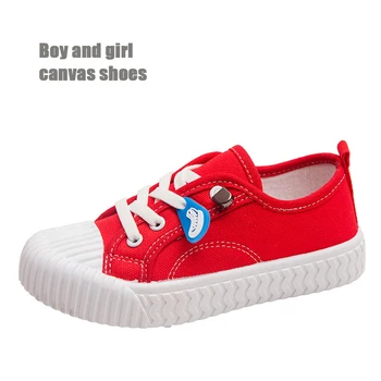 

2019 autumn new children's canvas shoes candy color student casual shoes breathable non-slip boys flat bottom shoes