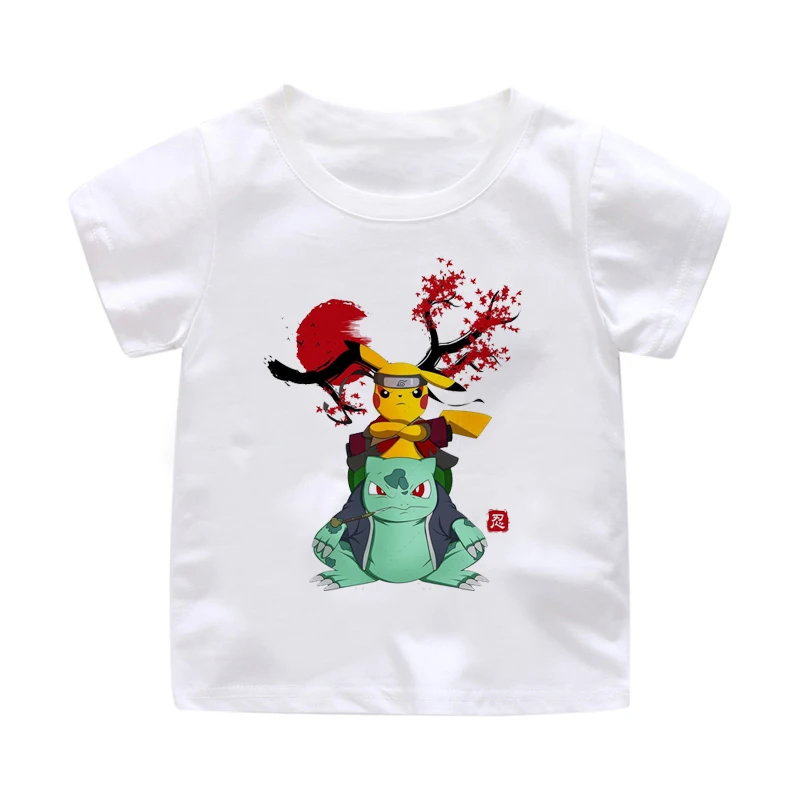 Футболка для мальчиков детская футболка Черепашки ниндзя, с героями из мультфильма «Покемон»(Эш кечум, Harajuku принт вырез лодочкой одежда для маленьких мальчиков футболка модная детская одежда
