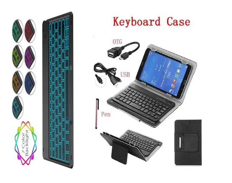 Беспроводной чехол с клавиатурой Bluetooth для lenovo Tab E10 Tab M10 Tab P10 Tablet 7 видов цветов светодиодный светильник с подсветкой чехол с клавиатурой+ ручка