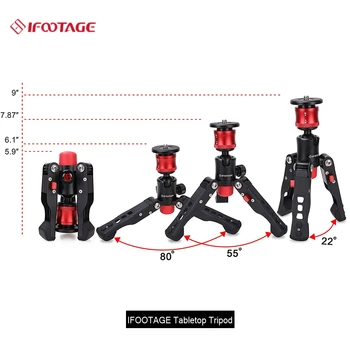 

IFOOTAGE Tabletop Mini Tripod Portable Mini Tripod Stand 3/8 and 1/4 inches Quick Release for Camera Gimbal gopro monopod