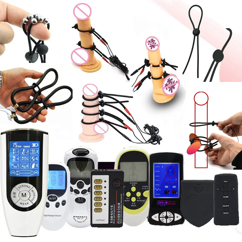 SM Strong Electro Shock Silicone Penis Ring Electric Stimulate Therapy Massager Cock Ring Penis Extender Medical Sex Toy Men electro sex toys electric sex toys penis rings