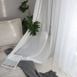 Modern Sheer Tulle Voile Curtains For Living Room Kitchen Bedroom Study Window White Chiffon Long Finished Curtain for Wedding